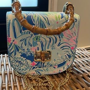 Lilly Pulitzer bamboo handle handbag